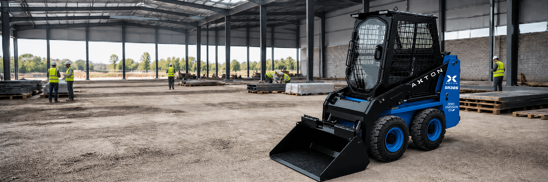 AXTON SR385 Mini Skid Steer on a job site